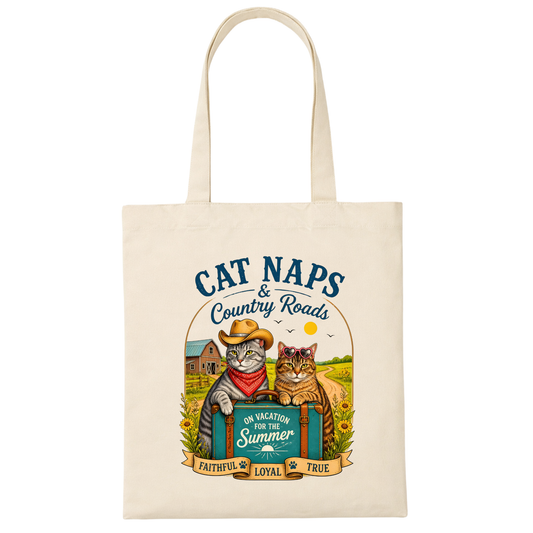 Cat Naps & Country Roads Canvas Tote Bag