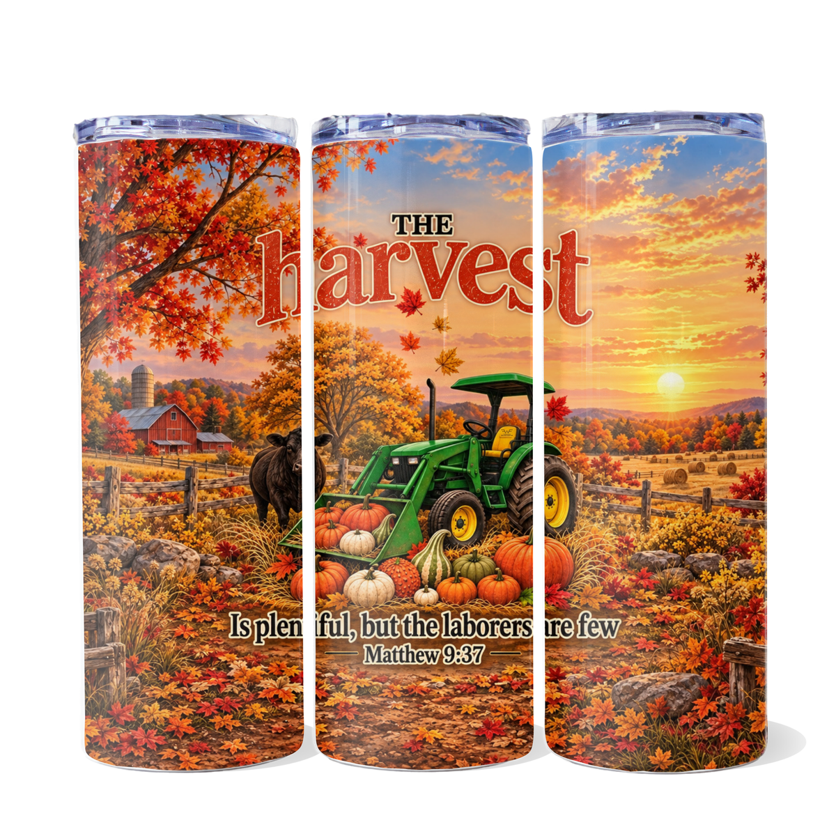 The Harvest is Plentiful | 20oz Skinny Metal Tumbler with Lid and Straw