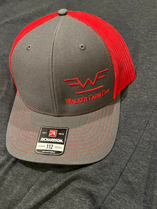 WFF Brand Hat dark gray bill / front and red writing / back